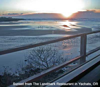 View of the sunset from The Landmark Restaurant in Yachats, OR